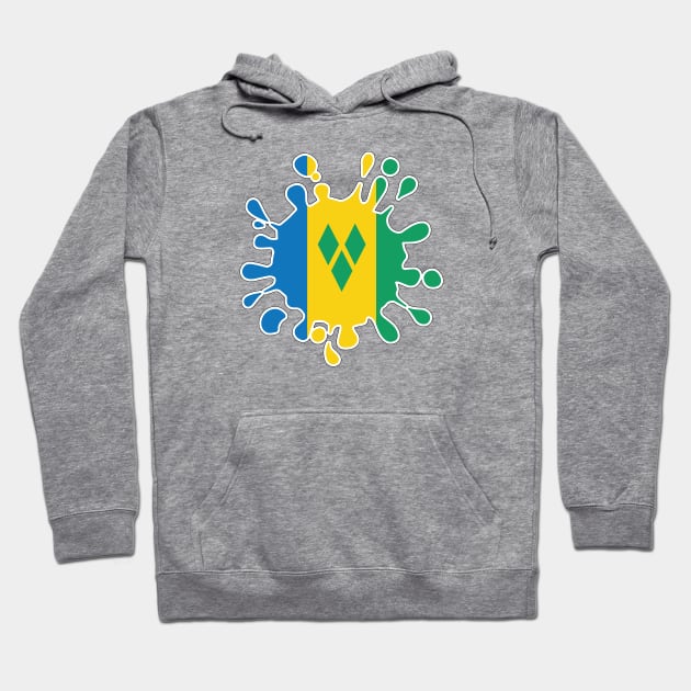St Vincent and the Grenadines National Flag Paint Splash Hoodie by IslandConcepts